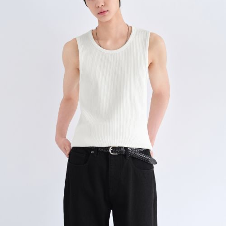 Wide Ribbed Tank Top — Cream