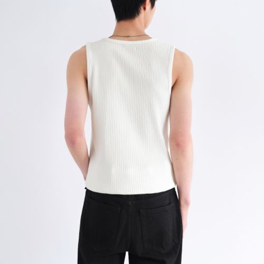 Wide Ribbed Tank Top — Cream