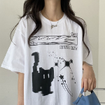 Overfit Blur Cat Printing Short Sleeve T-shirt