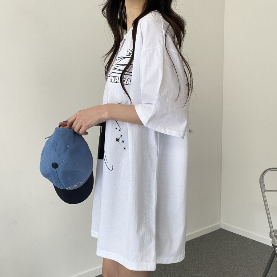 Overfit Blur Cat Printing Short Sleeve T-shirt