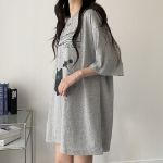 Overfit Blur Cat Printing Short Sleeve T-shirt