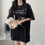 Overfit Blur Cat Printing Short Sleeve T-shirt