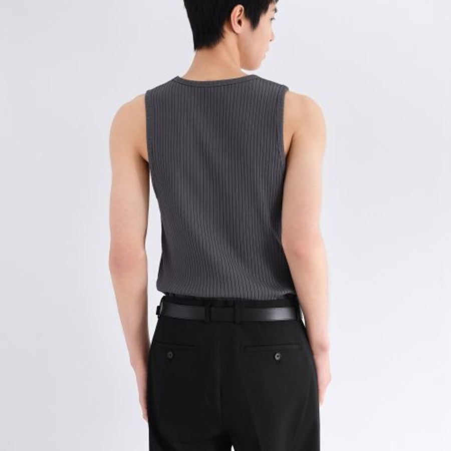 Wide Ribbed Tank Top — Dark Grey