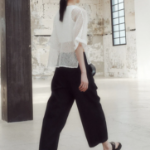 KUHO Spangle Point Mesh Blouse – White