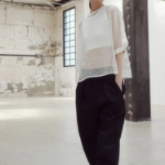 KUHO Spangle Point Mesh Blouse – White