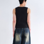 Wide Ribbed Tank Top — Black