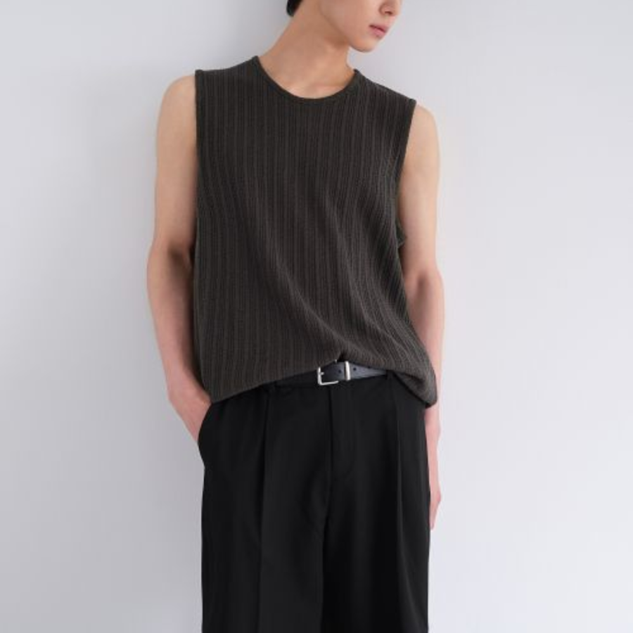 Crochet Sleeveless Top — Gunmetal