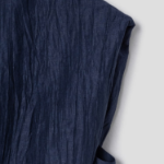 KUHO [Crease Series] Linen Blend Pleats Sleeveless Blouse - Navy