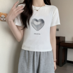 Simple Heart Printed Short Sleeve T-Shirt