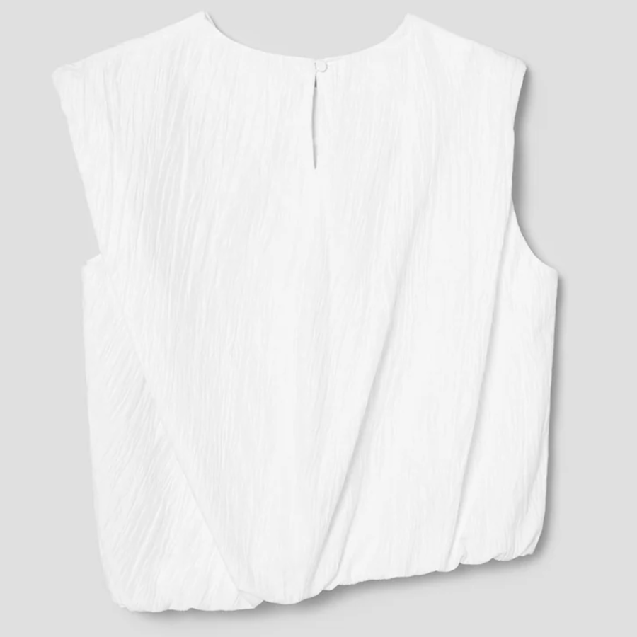 KUHO [Crease Series] Linen Blend Pleats Sleeveless Blouse - White