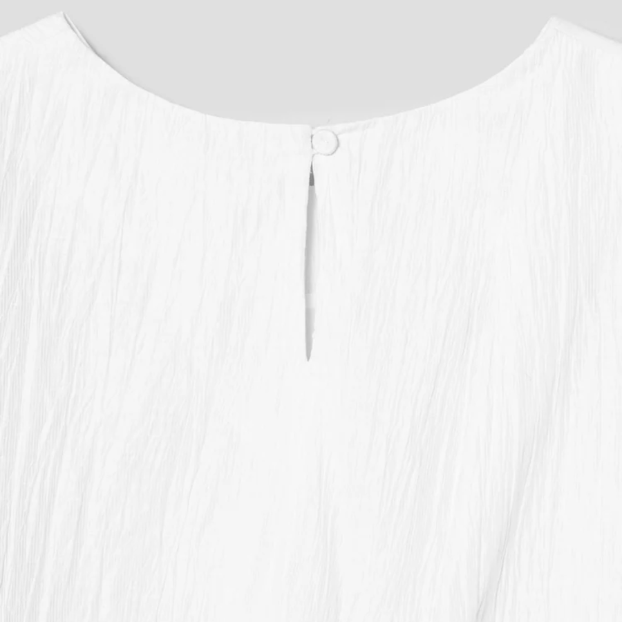 KUHO [Crease Series] Linen Blend Pleats Sleeveless Blouse - White
