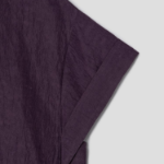 KUHO Linen Blended Collar Neck Short-Sleeved Blouse – Purple