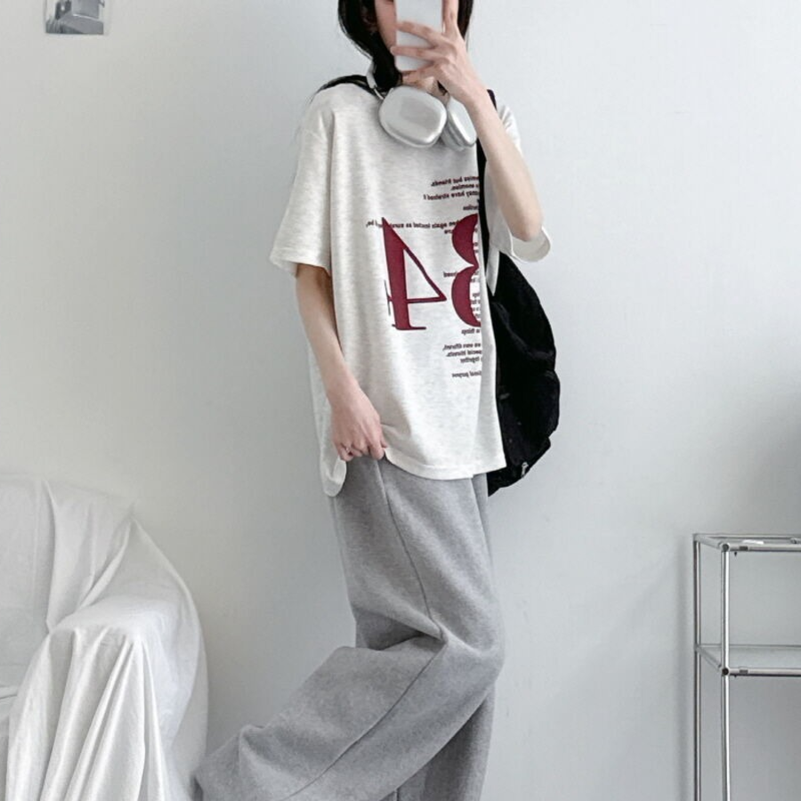 Loosefit 34 Lettering Boxy Short Sleeve T-Shirt