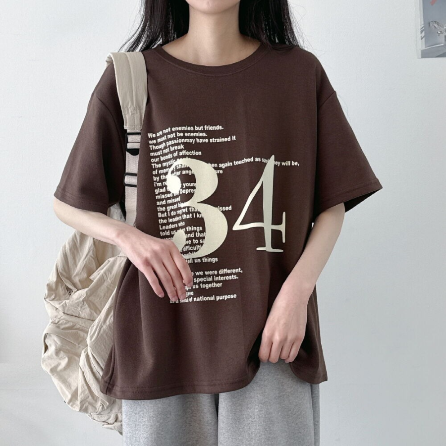 Loosefit 34 Lettering Boxy Short Sleeve T-Shirt