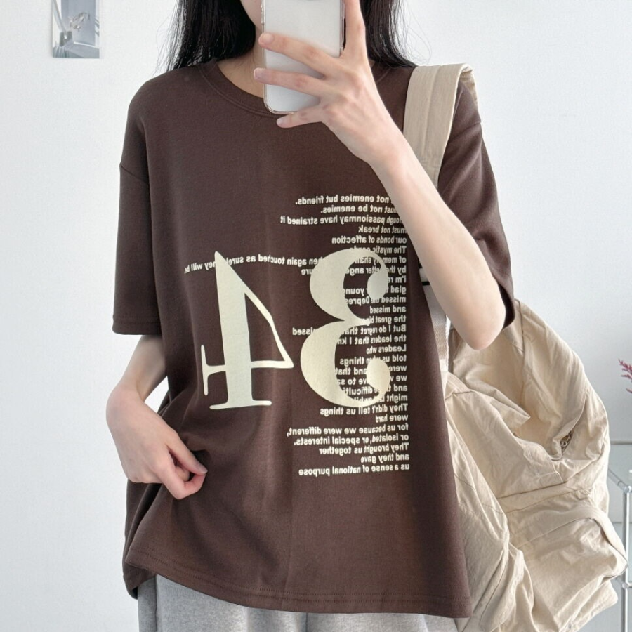 Loosefit 34 Lettering Boxy Short Sleeve T-Shirt