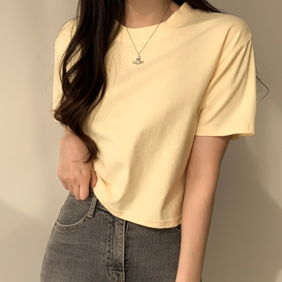 Sherbet Semi-Cropped Short Sleeve T-Shirt