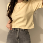 Sherbet Semi-Cropped Short Sleeve T-Shirt