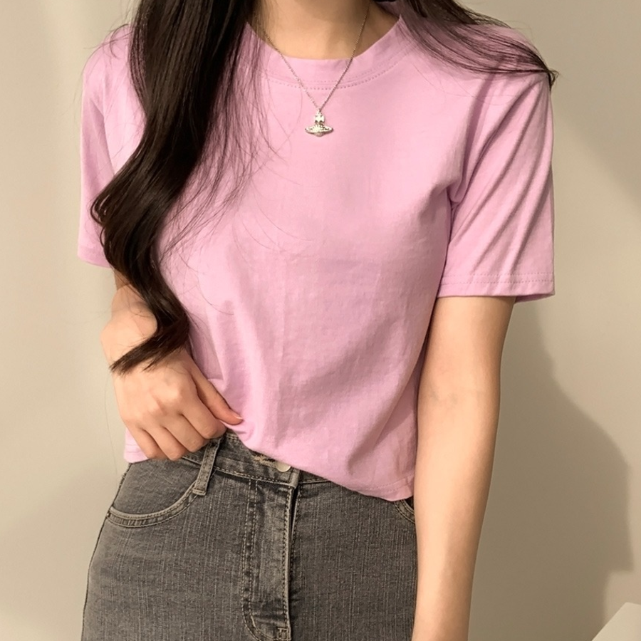 Sherbet Semi-Cropped Short Sleeve T-Shirt