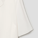 KUHO [Edit] Polyblend Short-Sleeved Button-Up Blouse - White