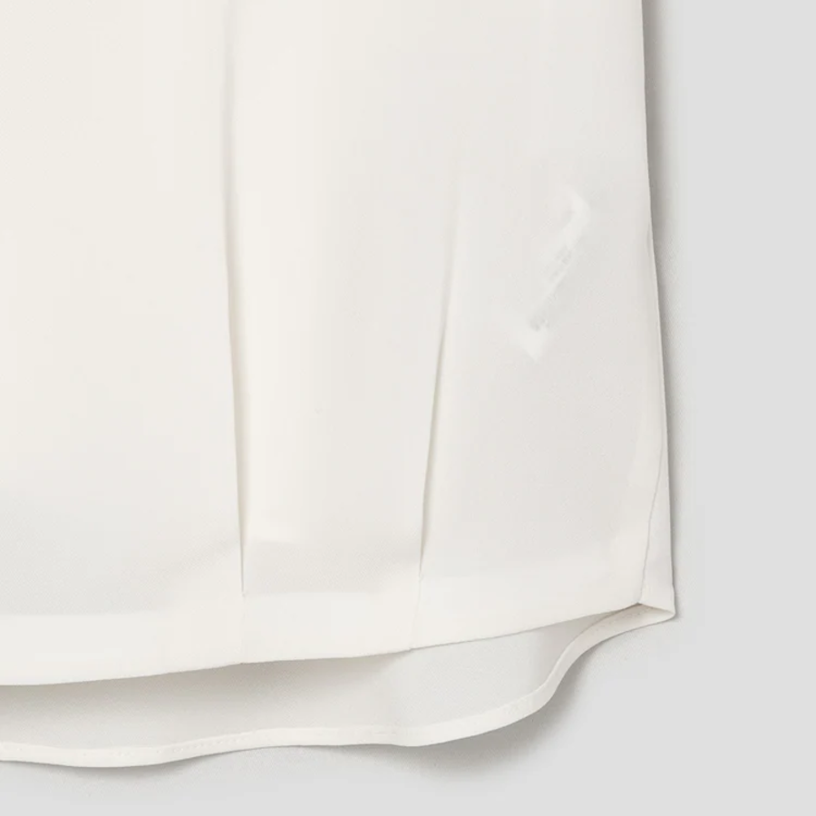KUHO [Edit] Polyblend Short-Sleeved Button-Up Blouse - White