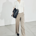 KUHO [Edit] Polyblend Short-Sleeved Button-Up Blouse - White