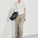 KUHO [Edit] Polyblend Short-Sleeved Button-Up Blouse - White