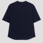 KUHO [Edit] Polyblend Short-Sleeved Button-Up Blouse - Navy