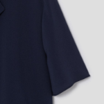 KUHO [Edit] Polyblend Short-Sleeved Button-Up Blouse - Navy