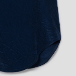 KUHO [Crease Series] Round Neck Blouse - Navy