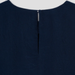 KUHO [Crease Series] Round Neck Blouse - Navy