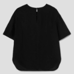 KUHO [Crease Series] Round Neck Blouse - Black