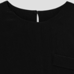 KUHO [Crease Series] Round Neck Blouse - Black