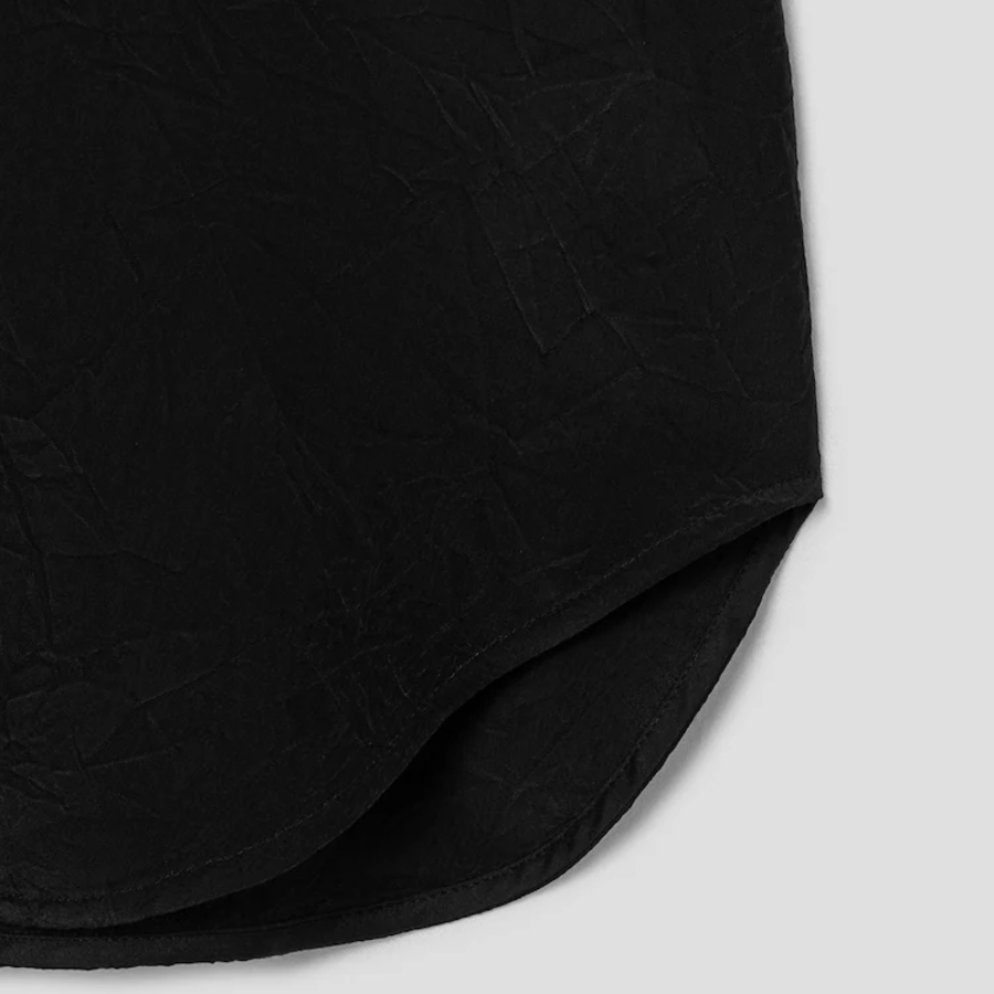 KUHO [Crease Series] Round Neck Blouse - Black