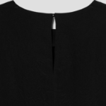 KUHO [Crease Series] Round Neck Blouse - Black