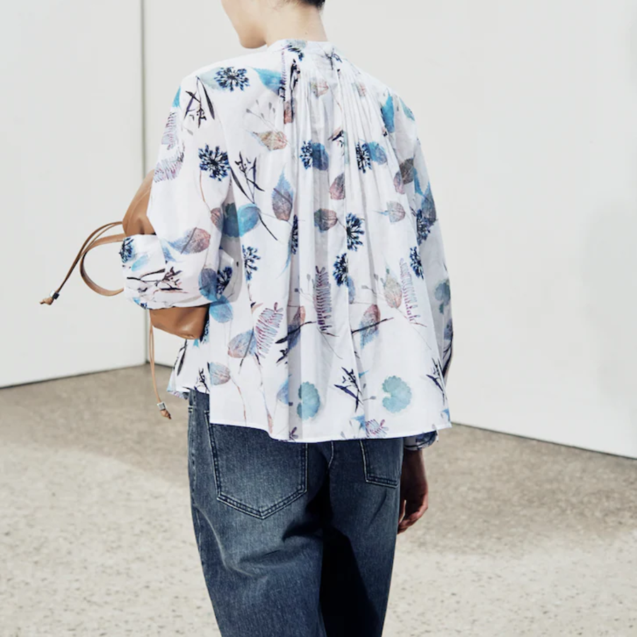 KUHO Puff-Sleeved Blouse - Blue