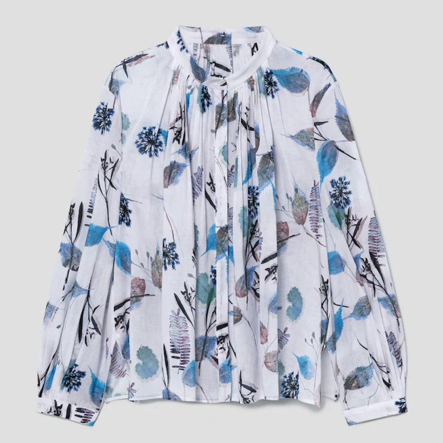 KUHO Puff-Sleeved Blouse - Blue