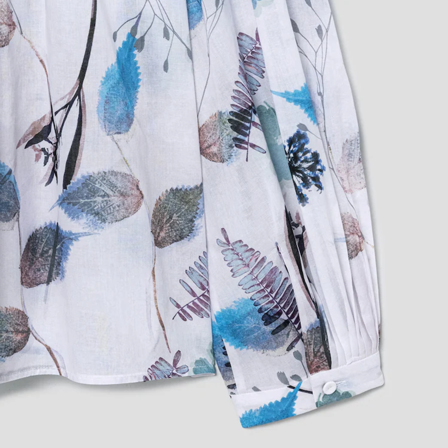 KUHO Puff-Sleeved Blouse - Blue