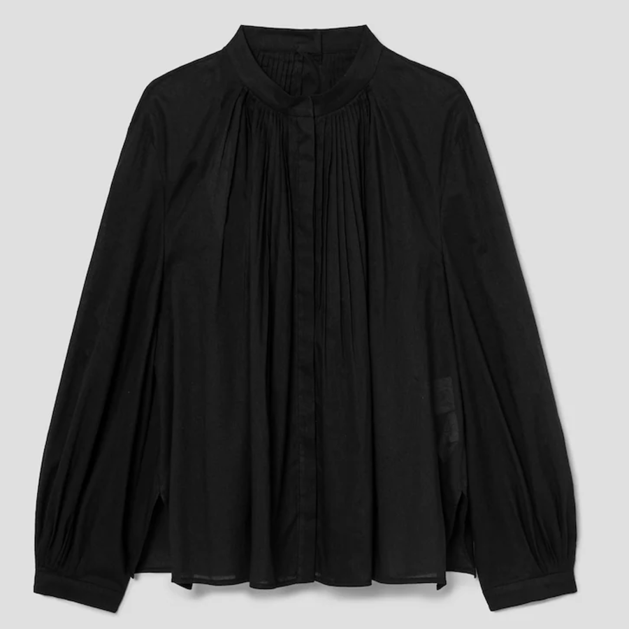 KUHO Puff-Sleeved Blouse - Black