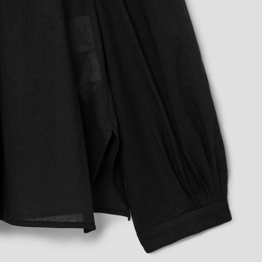 KUHO Puff-Sleeved Blouse - Black