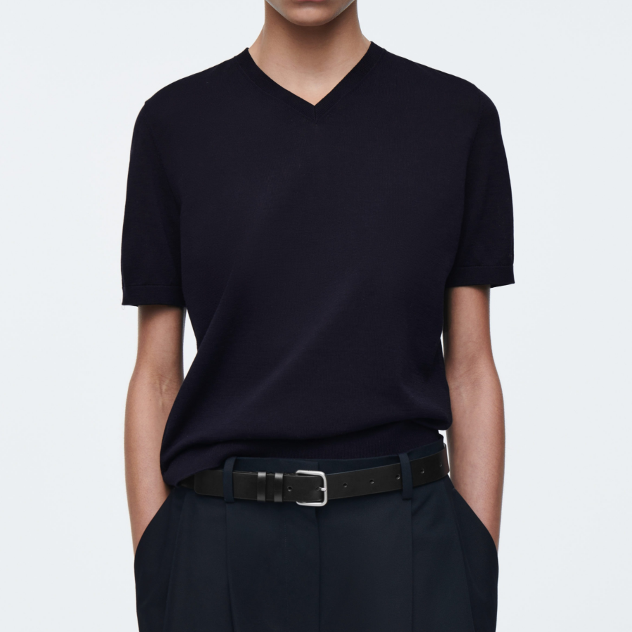 COS – Knitted Cotton V-Neck T-Shirt