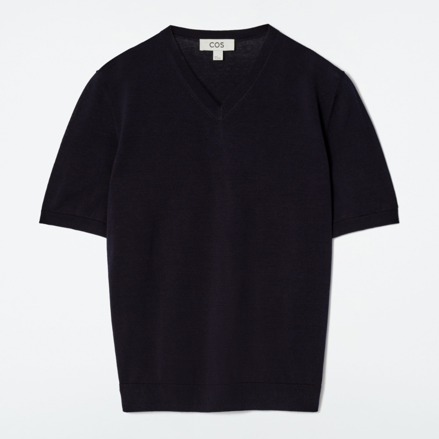 COS – Knitted Cotton V-Neck T-Shirt