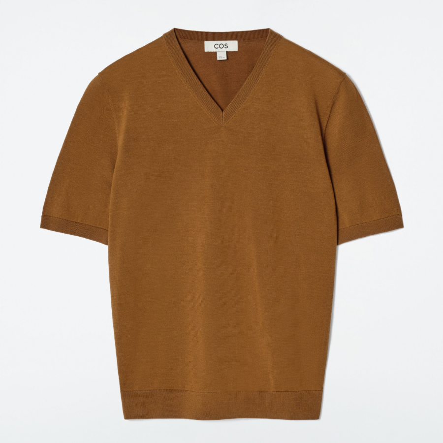 COS – Knitted Cotton V-Neck T-Shirt