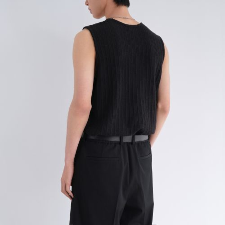 Crochet Sleeveless Top — Black