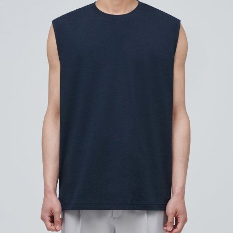 Relaxed Sleeveless Top — Navy