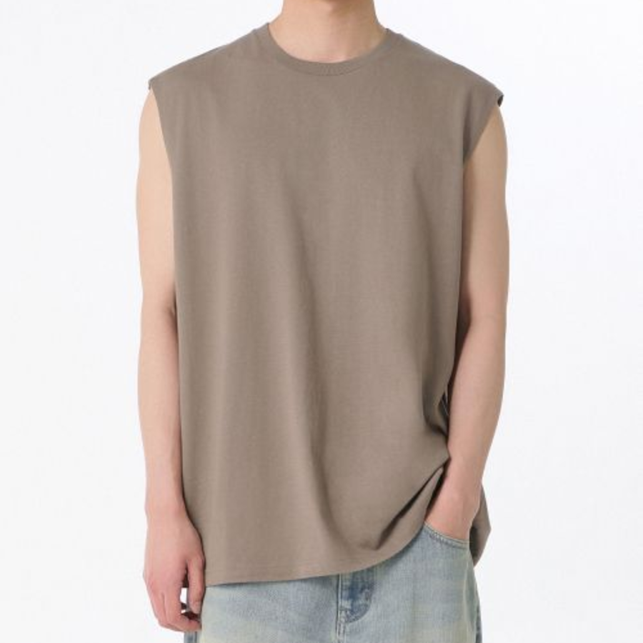 Oversized Sleeveless Top — Taupe