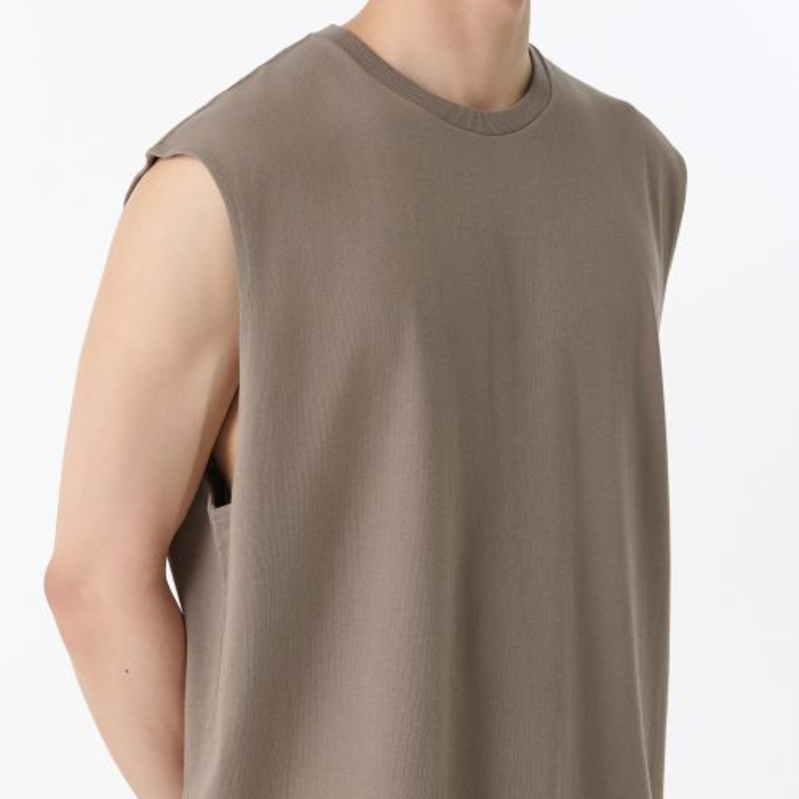 Oversized Sleeveless Top — Taupe