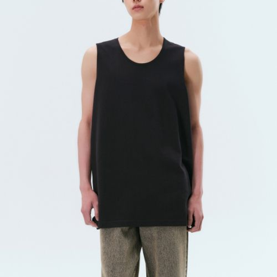 Layered Scoop Neck Sleeveless Top — Black