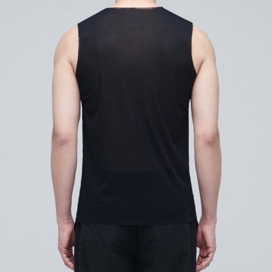 [Cooltandard] Mesh V-Neck Sleeveless Undershirt — Black