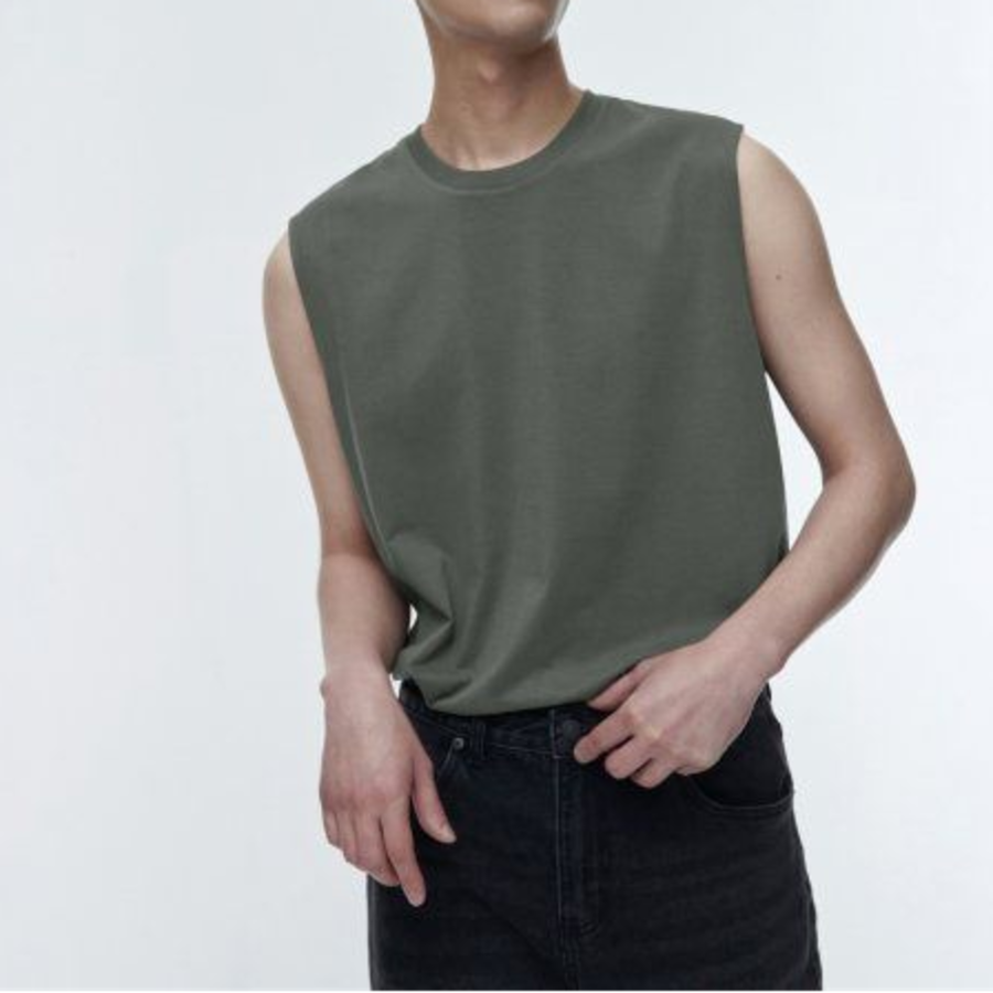 [CoolTandaard] Relaxed Sleeveless Top — Light Khaki