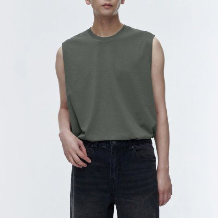 [CoolTandaard] Relaxed Sleeveless Top — Light Khaki